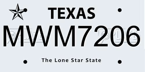MWM7206 Texas License Plate