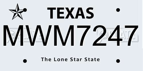 MWM7247 Texas License Plate
