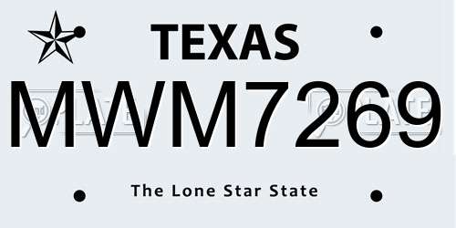 MWM7269 Texas License Plate