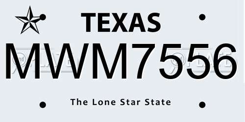 MWM7556 Texas License Plate