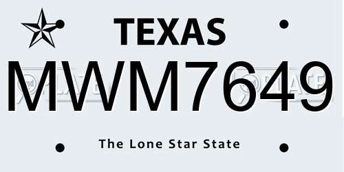 MWM7649 Texas License Plate