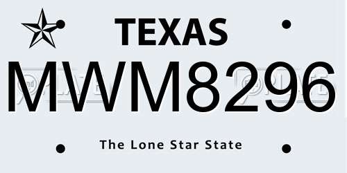 MWM8296 Texas License Plate
