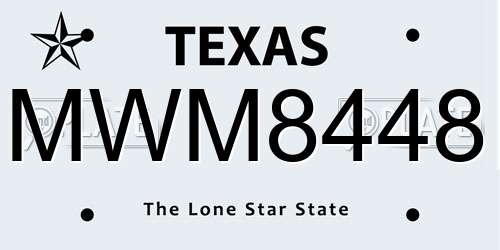 MWM8448 Texas License Plate