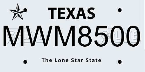MWM8500 Texas License Plate
