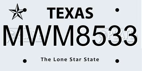 MWM8533 Texas License Plate