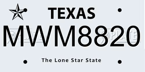 MWM8820 Texas License Plate