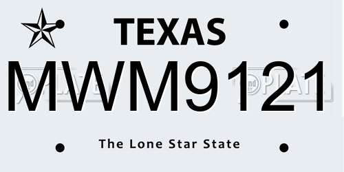 MWM9121 Texas License Plate