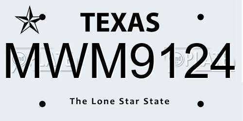 MWM9124 Texas License Plate