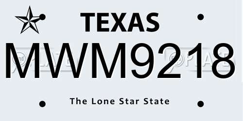 MWM9218 Texas License Plate