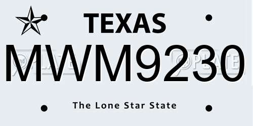 MWM9230 Texas License Plate