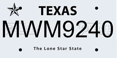 MWM9240 Texas License Plate