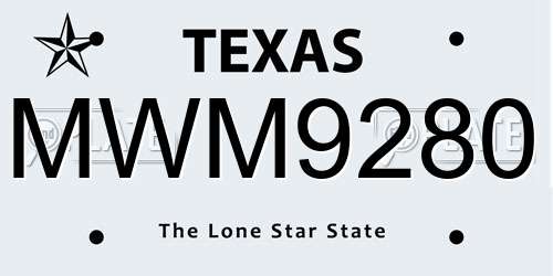 MWM9280 Texas License Plate