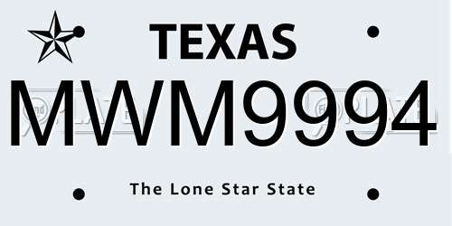 MWM9994 Texas License Plate