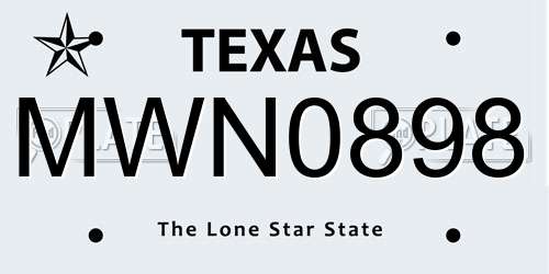 MWN0898 Texas License Plate