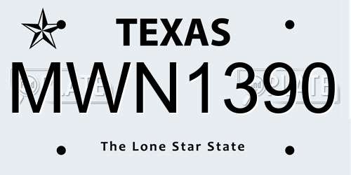 MWN1390 Texas License Plate
