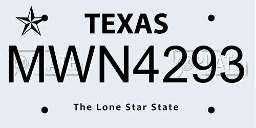 MWN4293 Texas License Plate
