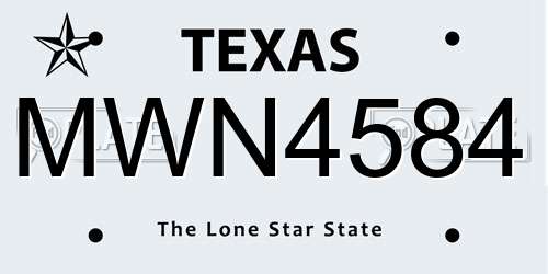 MWN4584 Texas License Plate