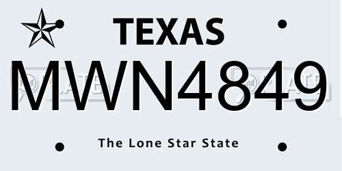 MWN4849 Texas License Plate