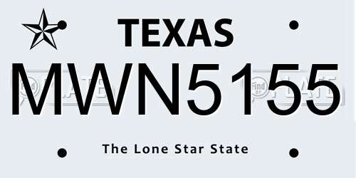 MWN5155 Texas License Plate