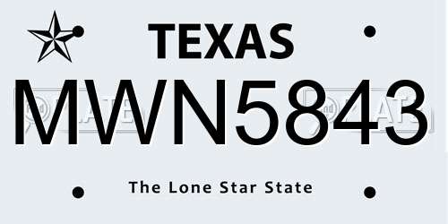 MWN5843 Texas License Plate