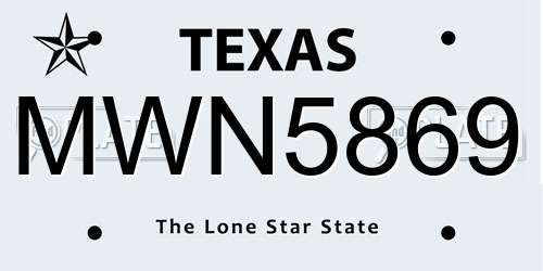 MWN5869 Texas License Plate