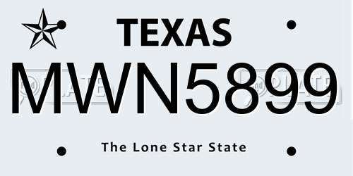 MWN5899 Texas License Plate