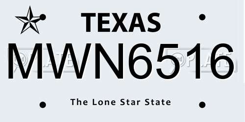 MWN6516 Texas License Plate