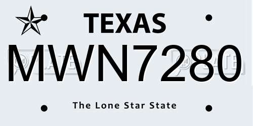 MWN7280 Texas License Plate