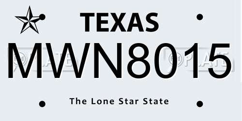 MWN8015 Texas License Plate