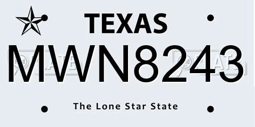 MWN8243 Texas License Plate