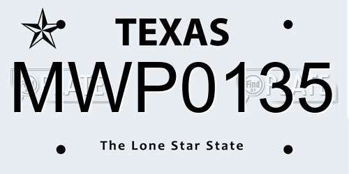MWP0135 Texas License Plate