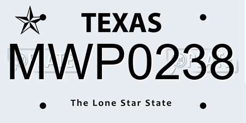 MWP0238 Texas License Plate