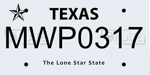 MWP0317 Texas License Plate