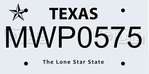 MWP0575 Texas License Plate