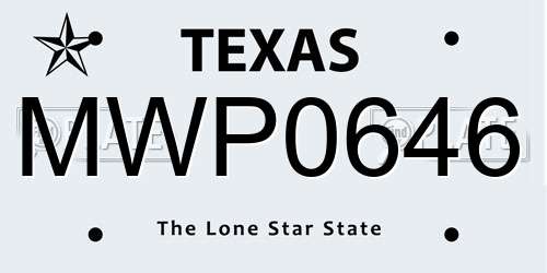 MWP0646 Texas License Plate