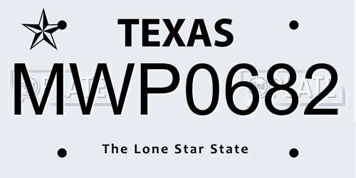 MWP0682 Texas License Plate