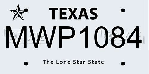 MWP1084 Texas License Plate