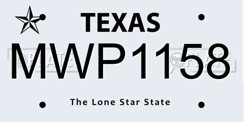 MWP1158 Texas License Plate