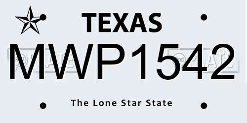 MWP1542 Texas License Plate