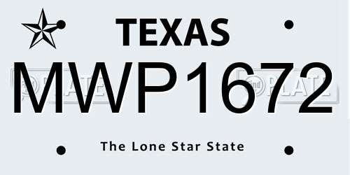 MWP1672 Texas License Plate