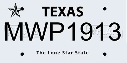 MWP1913 Texas License Plate