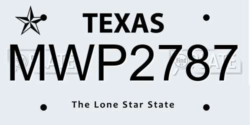 MWP2787 Texas License Plate