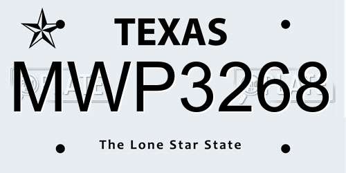 MWP3268 Texas License Plate