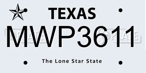 MWP3611 Texas License Plate