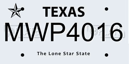 MWP4016 Texas License Plate