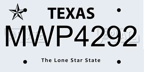 MWP4292 Texas License Plate