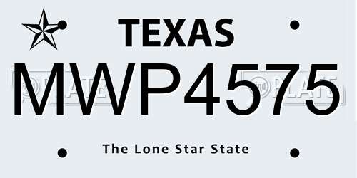 MWP4575 Texas License Plate