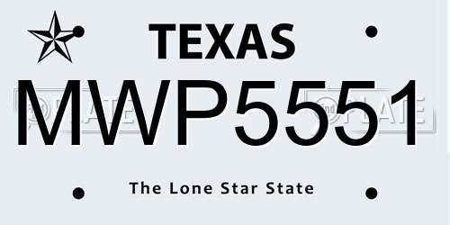 MWP5551 Texas License Plate