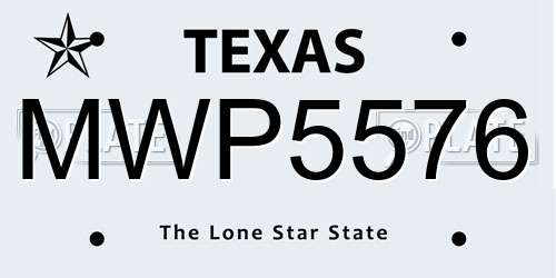 MWP5576 Texas License Plate