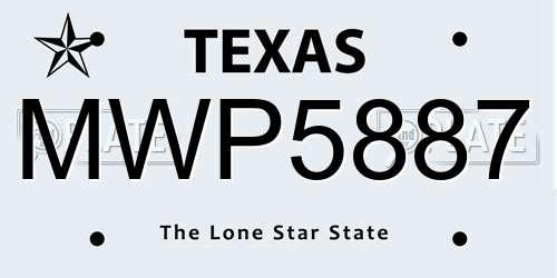 MWP5887 Texas License Plate